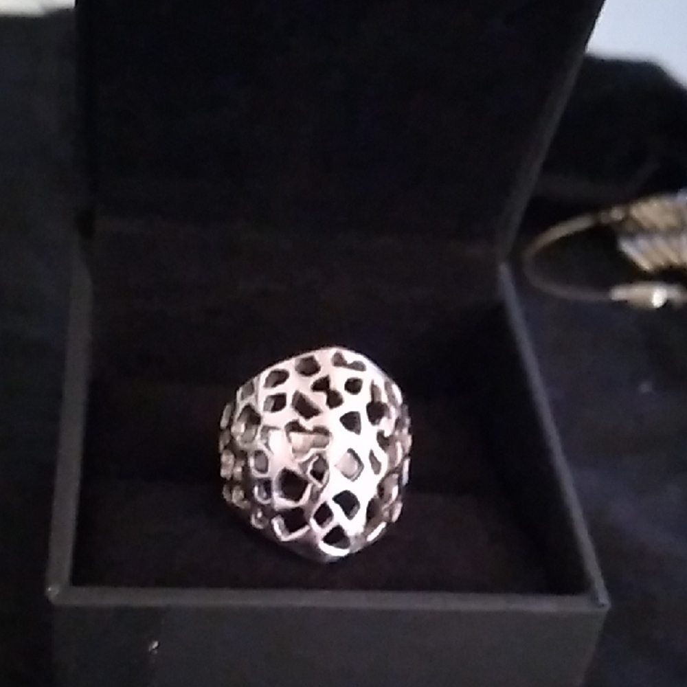 Source Unknown Silver Geometric Ring - image 1